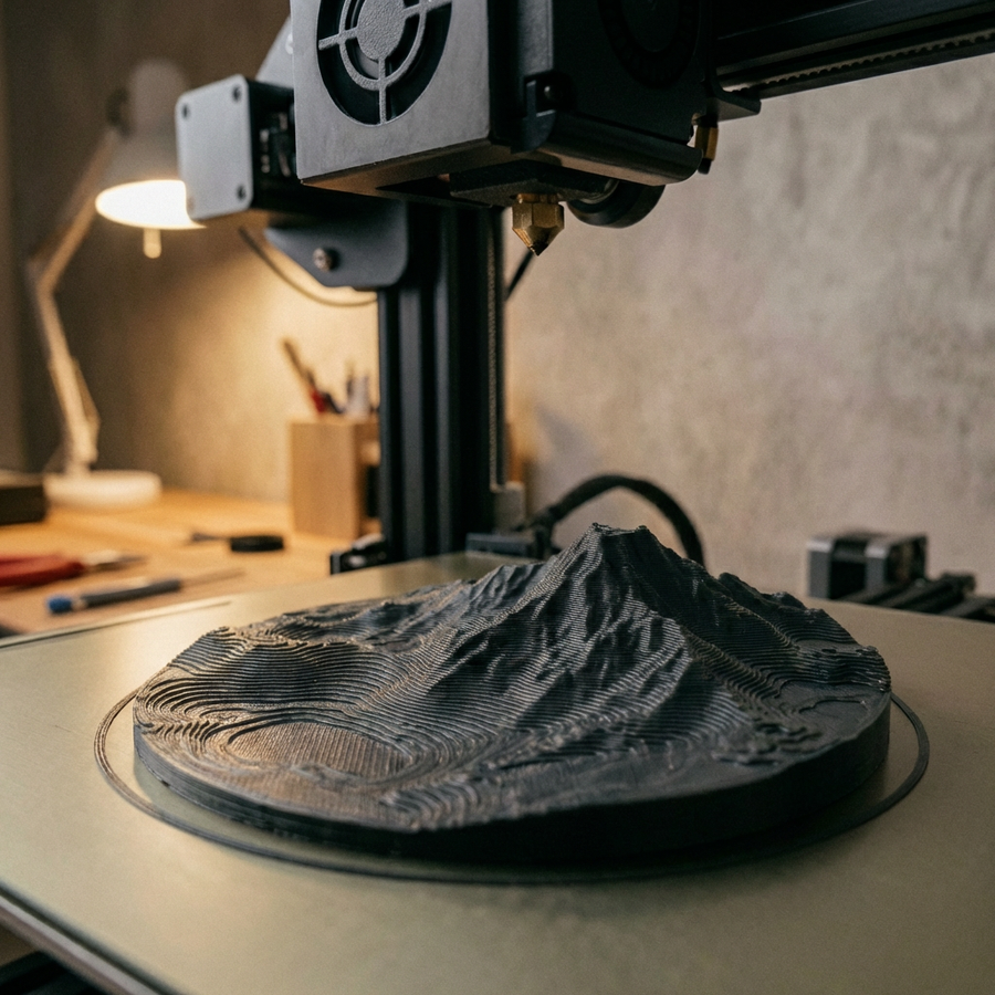 3D-reliefet bliver printet